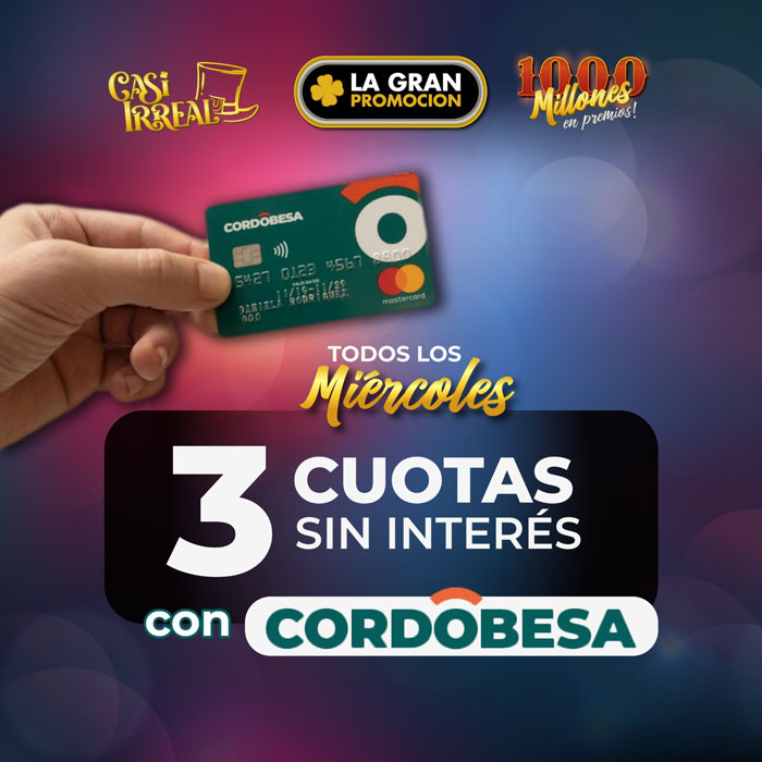 3 cuotas con Cordobesa